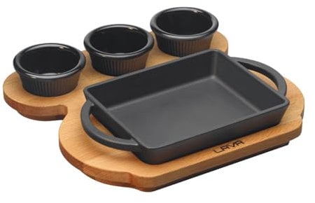 LAVA Metal Grillpfanne mit Tablett, Gusseisen, schwarz, 15 cm