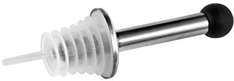 Fackelmann Außgießer, Schnapsdosierer mit Kappe, Essig- und Öl-Spender aus Edelstahl/Silikon (Farbe: Silber/Weiß/Schwarz), Menge: 2 Stück