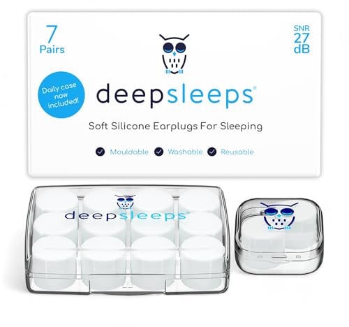 Ear Plugs for Sleep – Deep Sleeps Soft Silicone Earplugs, 8 Pair Pack, 27dB