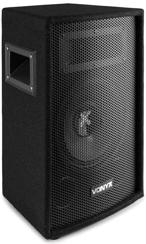 Vonyx SL12 - PA-Lautsprecher 600 Watt - passiver Lautsprecher, 12 Zoll DJ Speaker Passivbox, DJ Lautsprecher, 6,3 mm Klinke, Klemmbuchsen, Trapezform, Transportgriffe