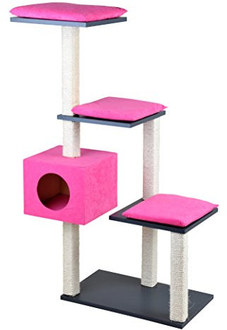 Silvio Design Katzen-Stufenboy Cosy anthrazit, Kissen pink, ca. 36x80x126 cm
