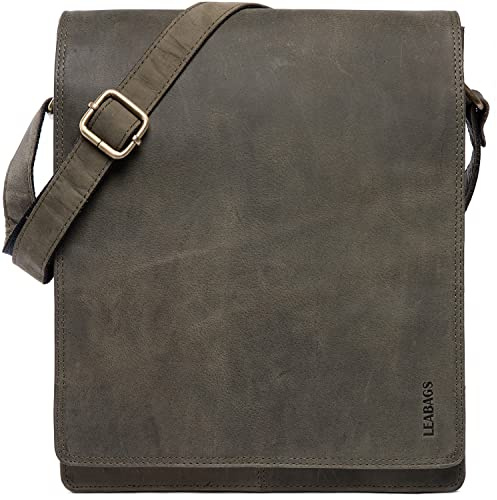 LEABAGS London Umhängetasche Herren Leder – Herrentasche zum Umhängen Echtes Leder 32x26x8 cm Kleine Schultertasche Vintage