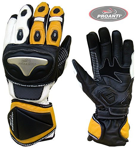 PROANTI Motorradhandschuhe Race Pro Motorrad Leder Handschuhe Größe L