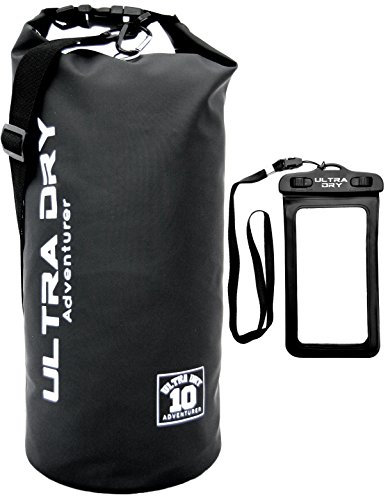 Premium Waterproof Bag, Sack with Phone Dry Bag and Long Adjustable Shoulder Strap Included, Perfect for Kayaking/Boating/Canoeing/Fishing/Rafting/Swimming/Camping/Snowboarding (Black, 10 L)
