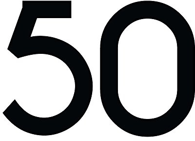 Zahl 50 in schwarz, 30 cm großer Sticker, wetterfeste Klebezahl | Selbstklebende Klebefolie für Hausnummern an Tür, Tor, Garage, Schaufenster und allen glatten Oberflächen