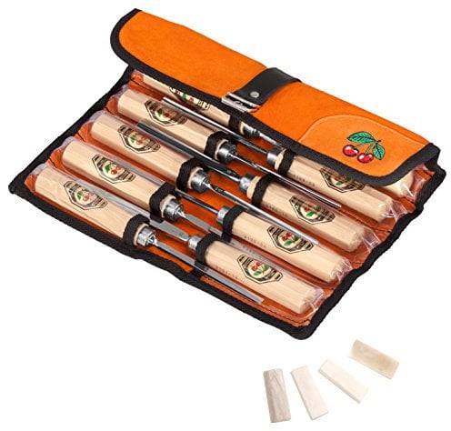 KIRSCHEN Werkzeuge 3157000 | 12-teiliger Bildhauerbeitelsatz in Lederrolltasche