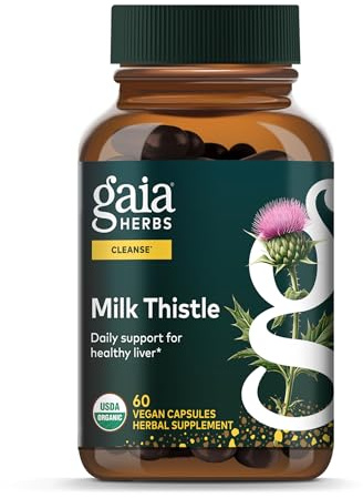 Gaia Herbs Milk Thistle - Liver Supplement & Cleanse Support for Helping to Maintain Healthy Liver Function* - 60 Vegan Capsules (20 Servings)