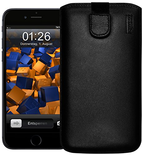 mumbi Echt Ledertasche kompatibel mit iPhone 6 Plus / 6S Plus Hülle Leder Tasche Case Wallet, schwarz