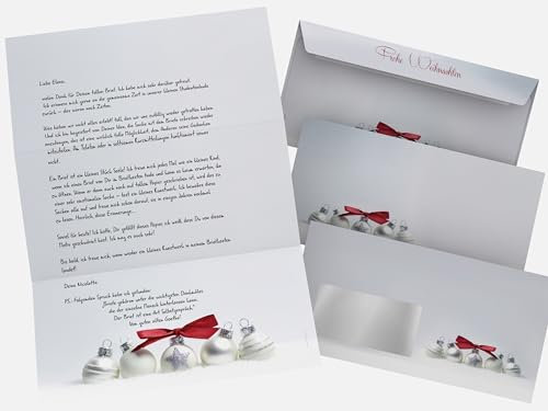 Weihnachtsbriefpapier mit Umschlag 100-tlg. | Pure Silver | 50 Blatt Motivpapier A4 + 50 DIN LANG-Briefumschläge OHNE FENSTER | weihnachtliches Briefpapier Set
