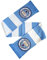 Manchester City FC Streifen Fußball Fan Schal mit Club Wappen (Einheitsgröße) (Weiß/Blau)