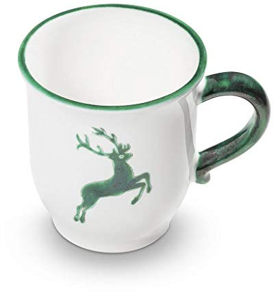 GMUNDNER KERAMIK Schokotasse, Volumen: 300 ml, Grüner Hirsch, handgemachte Keramik aus Österreich