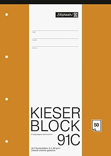 Brunnen 1042931 KIESER-Block T-Konten (A4, 50 Blatt, 10 T-Konten pro Seite, 80g/m², gelocht)