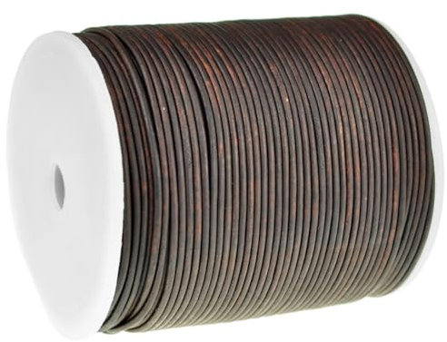 esnado Lederschnur Rund - 1 mm. Antik Braun. 5 Meter | ECHTES Leder | pflanzlich gegerbt | ideal für die Herstellung von Schmuck und Armbändern, Basteln oder Dekorieren, DIY-Projekte, Mittelalter