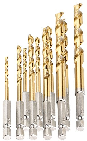 AGT Akkuschrauber-Aufsatz: HSS-Bohrer-Set für Akkuschrauber, Titan-beschichtet, 3-8 mm, 10 Stk (Bohrer für Sechskantaufnahme, Sechskantschaft Bohrer-Sets, Bitaufnahme)