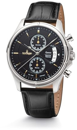 Kronsegler Genius Scriptor Temporis Herren Armbanduhr Chronograph Stahl Schwarz
