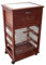 CARRELLO PORTAPANE PORTAFRUTTA IN MASSELLO CON CASSETTI ACCIAIO VARIE FINITURE CON RUOTE (CILIEGIO)