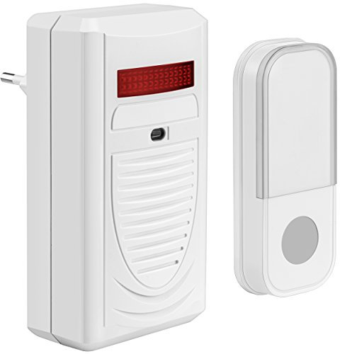 mumbi Tür Gong schnurlose Türklingel - Plug In für die Steckdose + Blinklicht / bis 40 Meter Reichweite!