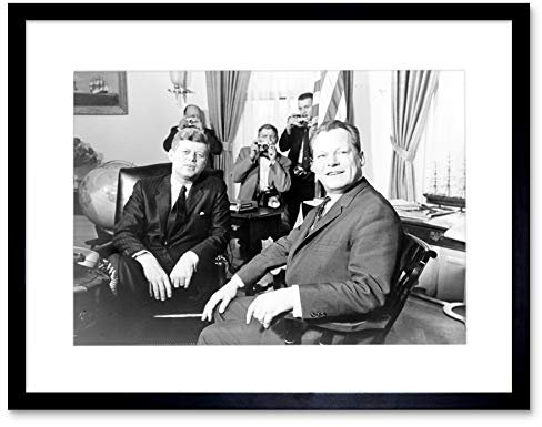 The Art Stop BW HISTORY JFK KENNEDY MAYOR WILLY BRANDT BERLIN FRAME PRINT PICTURE F12X1712