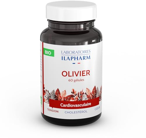 Complément Olivier Bio | Soutien Cardiovasculaire & Tension | 60 Gélules | Ilapharm | feuille d'olivier BIO | 700 mg/portion | gélule végétale | sans additifs | certifié ECOCERT | Made in Bretagne