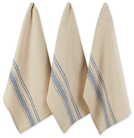 DII French Stripe Dishtowels, Kitchen Collection, 20 x 30 (Set of 3), Nautical Blue