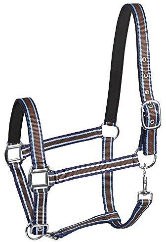 PFIFF 101517 Kunststoffhalfter, Weidehalfter Stallhalfter, Braun-Hellblau-Blau, Cob
