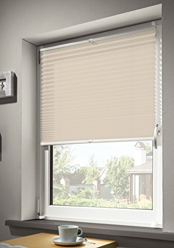 mydeco® 75x130 cm [BxH] in creme - Plissee Jalousie ohne bohren, Rollo für innen incl. Klemmträger (Klemmfix) - Sonnenschutz, Sichtschutz für Fenster