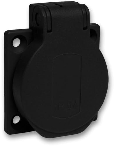 Schneider PKS51N Schukosteckdose, Schwarz, 2P+E, 10/16A, 250 V, für De, IP54, 50x50mm