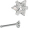 CHICNET gerader Nasenstecker silberfarben Edelstahl Mini dreickiger weißer Zirkonia Stein 8mm lang Glitzer Nostril Nasen Piercing Damen Herren Unisex
