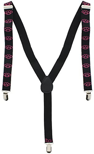 Zac's Alter Ego Men/Ladies Adjustable Pink Knuckle Duster Braces/Suspenders
