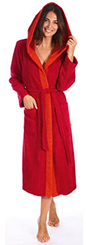 Egeria Benny crimson Damen Bademantel Kapuze M 100% Baumwolle