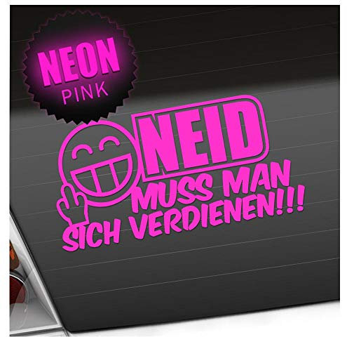 Kiwistar - Autoaufkleber - Neid muss Man Sich verdienen Fun Car 20 x 10 cm in 15 Farben - Neon + Chrom! - Heckscheibe Auto Aufkleber wetterfest für Kfz LKW Mofa Truck - Sticker außen selbstklebend