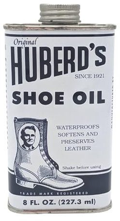 Huberd's Shoe Oil 8 oz, Leather Conditioner and Waterproofer for Boots, Shoes, and Leather Gear. Easy Pour Liquid Formula Softens and Protects Leather. Since 1921.