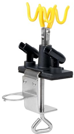 Wiltec Pistolenhalter passend für 4 Pistolen und 1 Manometer, 85 x 110 x 210 mm, Airbrushpistolenhalter zur Tischmontage, Airbrush Zubehör