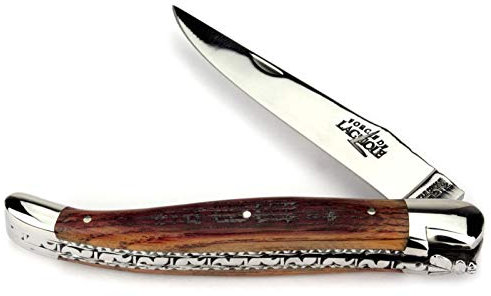 Forge De Laguiole Collection Taschenmesser - 12 cm - Griff Barriquefass Eichenholz - Doppelplatine Stahl - Klinge 10 cm und Backen glänzend