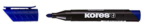 Kores - Blue Permanent Marker Pen - K-Marker XP1, Round Tip with Low-Odour Ink - Waterproof Marker Pens Colouring for all Surfaces - School and Office Supplies - Revision Supplies - Pack of 1