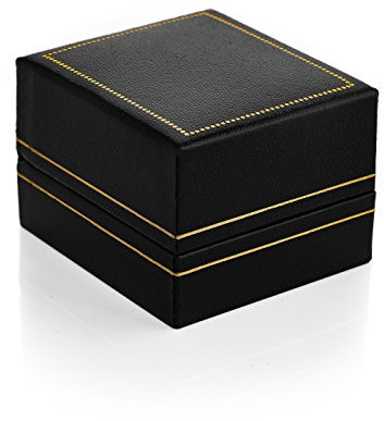 Autiga Edles Ring-Etui Ring-Schatulle Ringbox für Ringe schwarzes Kunstleder mit Goldkante schwarz