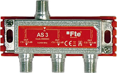 FTE Partitore Antenna TV SAT 3 Uscite Divisore Segnale As3 Passaggio Corrente