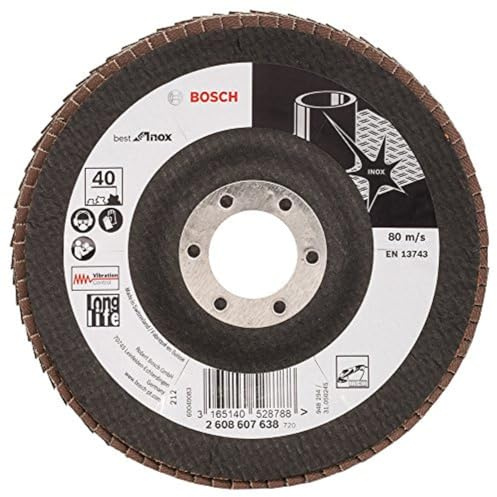 Bosch Accessories Professional Faecherschleifscheibe X581 Best for Inox 125mm Korn 40, 1 Stk.