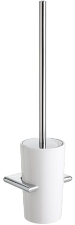 TATAY Klobürste zur Wandmontage | Schrauben Inklusive | Keramik und Zamak 100 % INOX | Kompakte und Funktionale Toilettenbürste | 9,5 x 8,5 x 37 cm - Kollektion Ronda - Weiß
