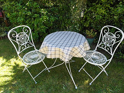 Runde Bistro-Tischdecke aus PVC/Vinyl, 1 m Durchmesser, Grau / cremefarben