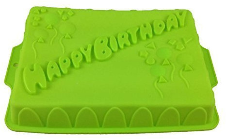 GMMH Silikonbackform Happy Birthday Kuchen Backform Kuchenform Brotbackform Obstbodenform (grün)