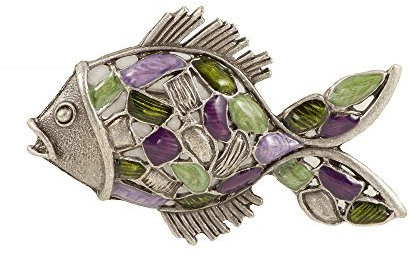 Damen-Brosche Fisch Emaille Messing Anstecknadel