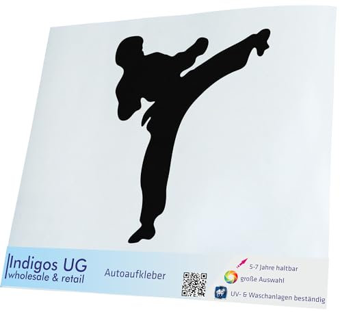 INDIGOS UG Auto Aufkleber Karate - schwarz - 87x99 - konturgeschnittener Autoaufkleber ohne Hintergrund - Selbstklebender Sticker für Auto, Fenster, Bus oder LKW - UV-beständig & wetterfest