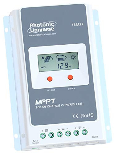 Photonic Universe 20A MPPT solar charge controller / regulator with built in LCD display for solar panels up to 260W (12V battery system) / 520W (24V battery system) up to 100V