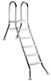 Unbekannt EDELSTAHLLEITER 43mm V2A-Holme für Teileinbaubecken bis 150 cm Tiefe