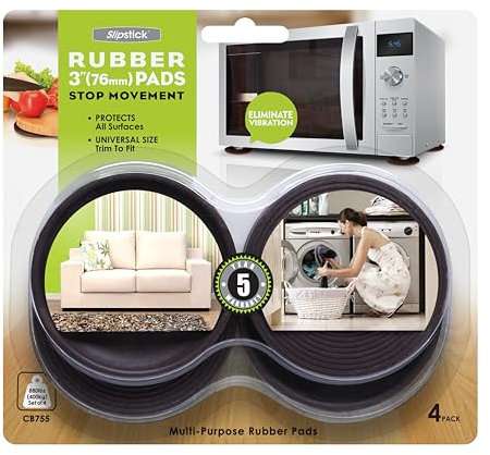 Slipstick CB755 Protecteur de plancher anti-dérapant pour meubles / caoutchouc Coaster (Lot de 4) 75 mm rond avec zone de retenue du rebord intérieur de 70 mm