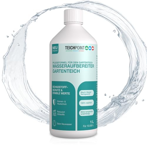Teichpoint Wasseraufbereiter Gartenteich 1 Liter | Bereitet Leitungs-, Brunnen-, und Regenwasser fischgerecht auf | Für Garten und Koi Teich | Neutralisiert schädliche Stoffe | Reichweite 10.000 Liter