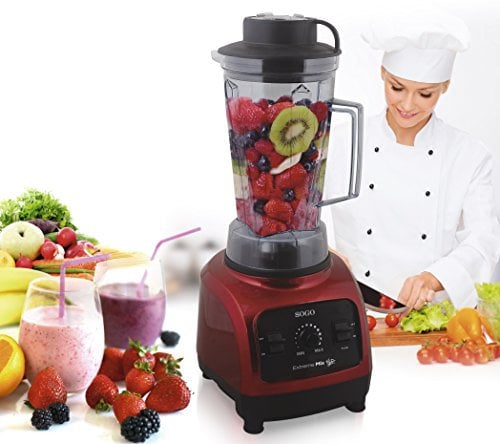 SOGO SS-5150 Batidora de Vaso Uso Profesional, Licuadora Super Potente, Jarra de 2 Litros Sin BPA, 1800 Watts, Color Rojo