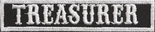SOA sw, TREASURER Namensschild Rangabzeichen Motorad Kutte Patch Aufnäher