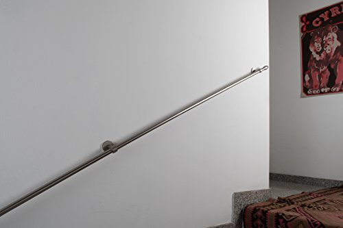 InCasa Handlauf Durchmesser 20 mm, Länge: 480 cm, gebürsteter Edelstahl – Belastung bis 80kg – komplett